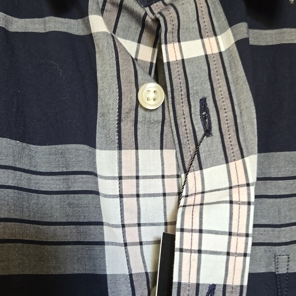 Banana Republic Untucked Slim Fit Shirt Mens M Plaid Button Up New Cuff Sleeve - Picture 8 of 8